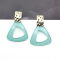 Custom clear blue acrylic dainty personalized triangle earrings